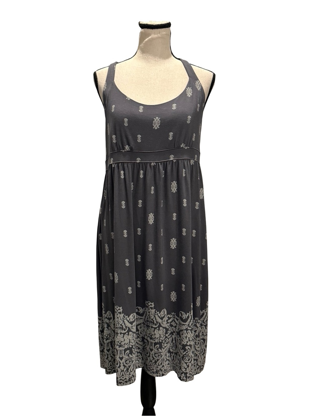 NWOT Dakini Gray Boho Racerback Midi Dress Modal Blend Sleeveless Large